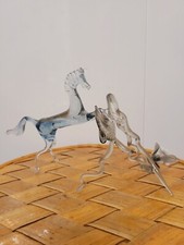 Verrerie de Murano Années 60 vintage ancien cheval bleu verre soufflé bouche