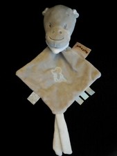 doudou plat triangle hippopotame Hippolyte gris brodé crocodile NATTOU