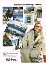 PUBLICITE ADVERTISING 044  1982  WEINBERG   manteaux à ST MORITZ