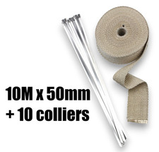 10M Bande Ruban Isolant Thermique Collecteur Echappement CUIVRÉ Lrg 5 Cm Collier
