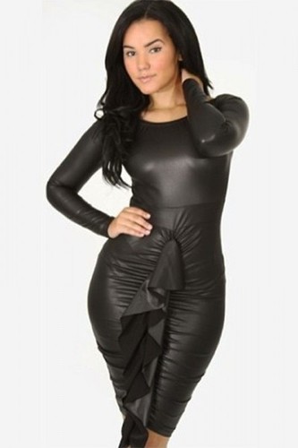 Robe sexy vinyl imitation cuir