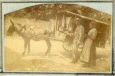 France, transport, vendeur ambulant, carriole et son cheval  Vintage albumen pri