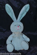 🍀Peluche Doudou Lapin Bleu CP INTERNATIONAL Tricot 17 / 30 Cm Assis Etat NEUF