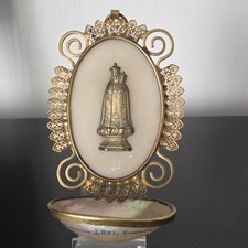 Bénitier Ancien Nacre Albâtre Notre Dame de Fourvière Lyon fin XIXè Stoup 19thC