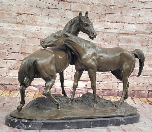 Necking pair horses - pair, bronze