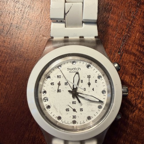 2009 white swatch chronograph - white,