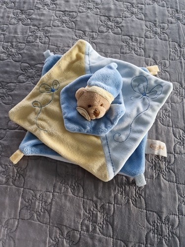Doudou plat ours - ours, bleu