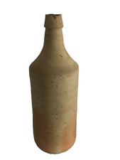 grande Bouteille artisanale  terre cuite brut vernissée La Borne Puisaye poterie