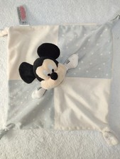 Doudou plat Mickey blanc bleu pois DISNEY BABY PRIMARK tbe