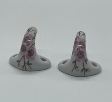 PORCELAINE DE PARIS LES BAINS DECORES PECHER ROSE PATERE CROCHET MURAL X 2