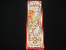 CHAMPAGNE METAL BOX WITH MUCHA DRAWINGS Collectible