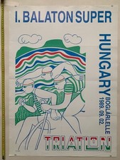 1st Balaton Triathlon 1989 Hungary vintage poster