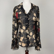 Vtg Dressbarn M Blouse Sheer