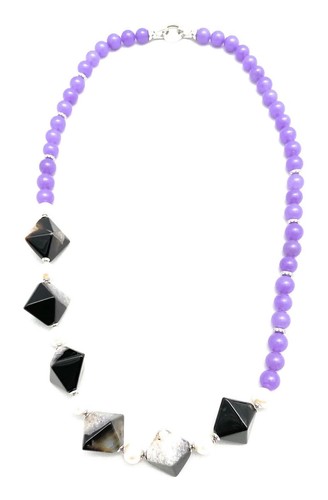 Collier perles agate - collier,