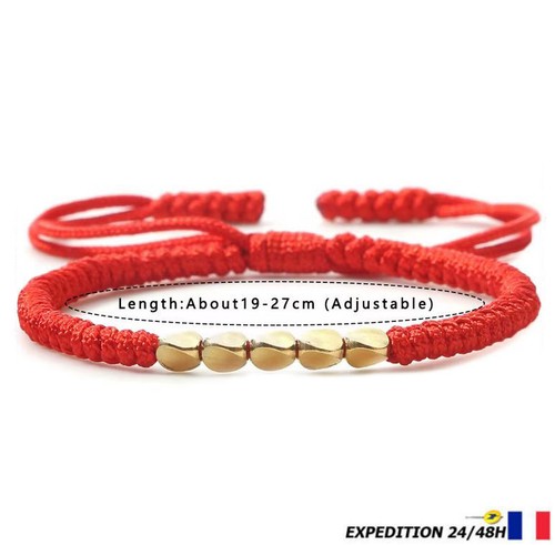 Bracelet corde perle - , tressées