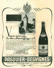 Publicité ancienne vins de bourgogne pasquier-Desvignes 1954 issue de magazine