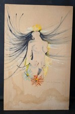 Tableau huile Nu féminin expressionniste signé XXème 
