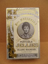 ancienne boîte en tole lithographiée Mrs Marshall’s Jellies London Tin Box