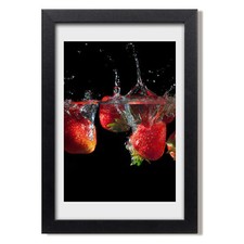 Tulup Photo 20x30cm MDF Cadre Le salon Décor Fraises dans l'eau