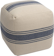Cream pouf with - with, stripes