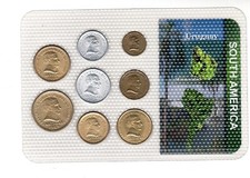 SET  7 COINS PIECES URUGUAY