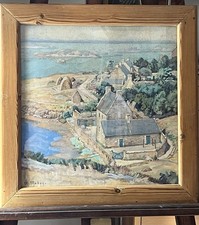 Tableau Ancien Rare Aquarelle