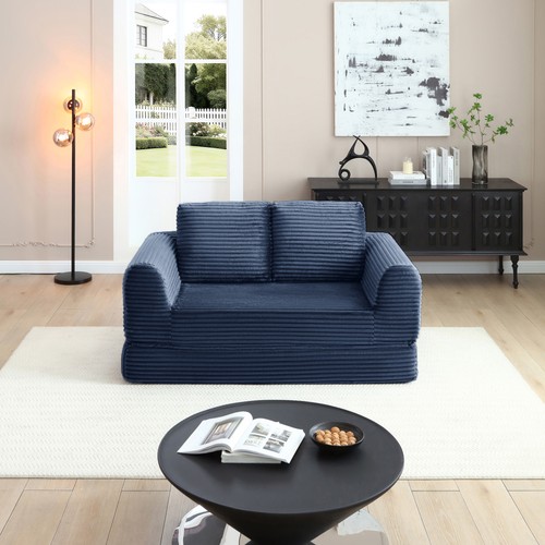 Modern blue corduroy futon - blue,