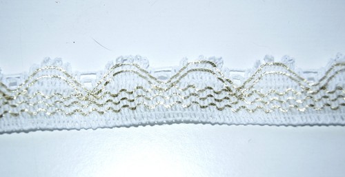 Dentelle blanche dorée - blanche,