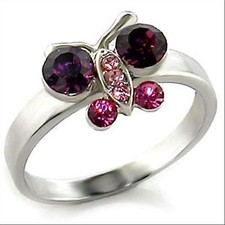 Bague papillon rhodiée