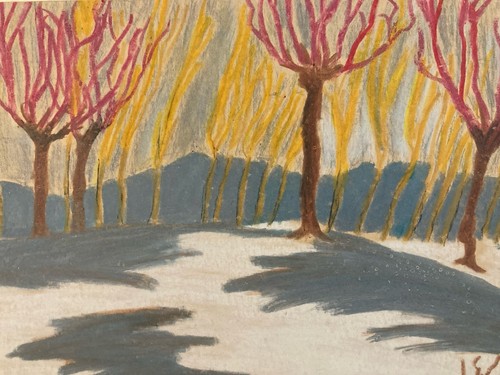 Belle peinture 1950 gouache - peinture,