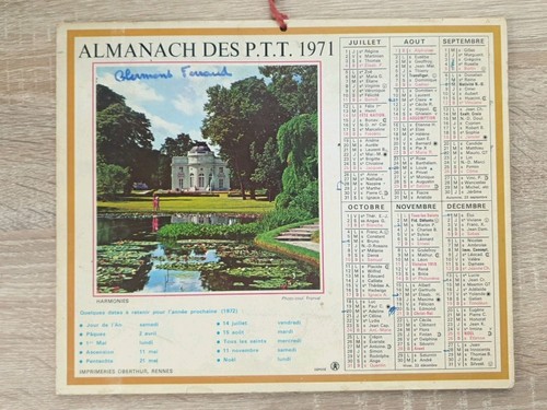 Calendrier almanach des postes - calendrier,