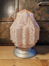 Lampe Art Deco Skyscraper Verre Clichy Rose H 22 Cm