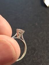 Bague fiançailles anneaux alliance or blanc 18k Diamant solitaire T52