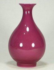 9.2" Qing Yongzheng marqué rouge glaçure porcelaine fleur vase bouteille