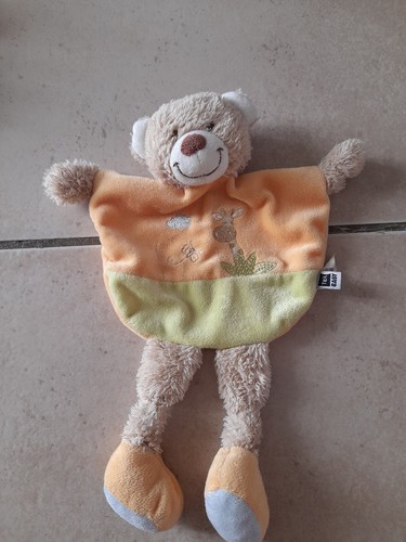 Doudou plat ours orange - doudou,