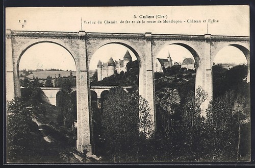 Cpa culan viaduc chemin de - cpa, culan,