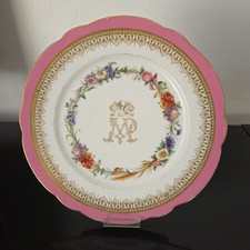 Assiette Porcelaine Peinte Armoiries Chevalier Monogramme MP XIXè N°3