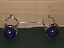 Porte-manteau / Patère 2 Boules Bois Bleu Vintage