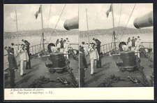 CPA stéréoscopique A Bord des Navires de guerre, Paré pour le mouillage, Kriegs 