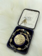 Montre de poche Lady Gold avec agate de sucre avec chaîne Bloodstone