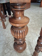 Table de salle à manger, acajou, style basque, 2 rallonges, 6 chaises assorties