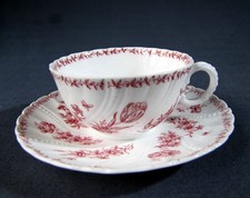 Tasse à thé ou Café Fleurs et Papillons en Porcelaine Fine de Sarreguemines 1900
