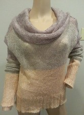 Knitted Knotted Anthropologie Sheer Cowl Neck Colorblock Mohair Blend Sweater M