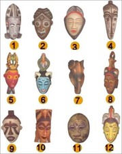 2009 PRIME AFRICAN TRIBAL MASK MASQUES AFRICAINS FEVE PORCELAINE 3D au choix