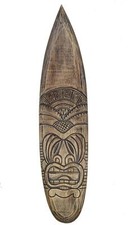 Tiki Rustique Planche de Surf 100cm en Bois Île de Pâques Tahiti Hawaii Salon