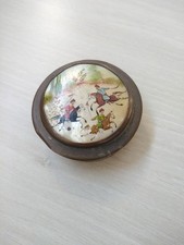 Ancien pot à poudre peint / pilulier / tabatière / bibelots / avec miroir/