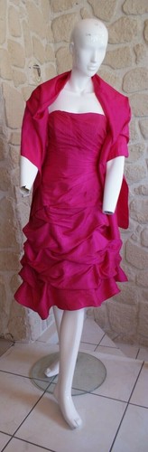 Robe cocktail rose étole - robe,
