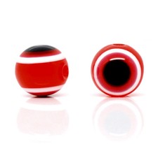 Lot 10 Perle Oeil Rouge 10mm
