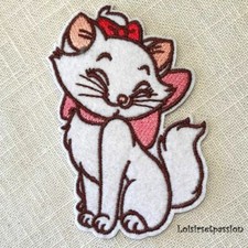 ÉCUSSON PATCH thermocollant, Chat marie Noeud rose ** 6 x 8,5 cm **