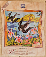 Kit à broder VERVACO complet neuf Hirondelles fleurs pour coussin 45 X 45 cm